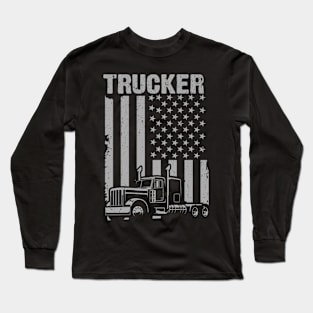 American Flag Trucker Long Sleeve T-Shirt